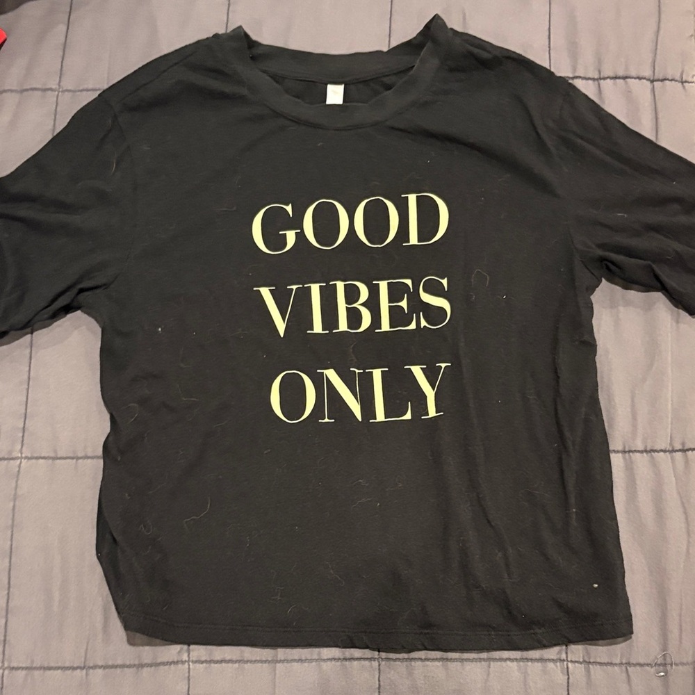 Fabletics Black Crop Top with White Text